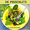 Salade de pissenlits aux fruits secs, yuzu et graines de nigelle 