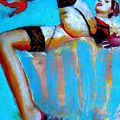 Sur le faureuil, oil pastel on canvas 55x38cm