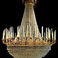 Exceptionnel lustre corbeille en bronze ciselé doré présentant quarante huit lumières, époque empire