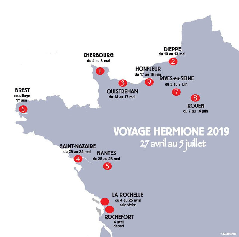 Les voyages de la frégate Hermione - La Fayette en 2019