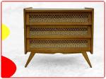 Commode vintage chêne et rotin