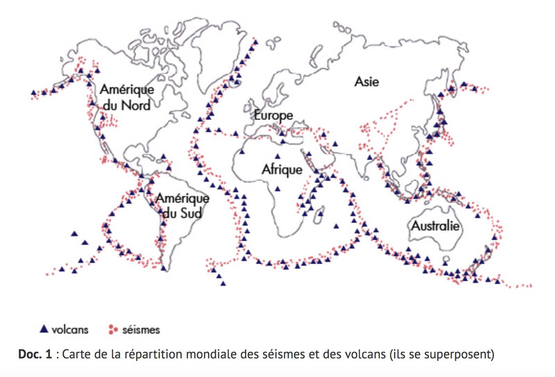photo carte seismes et volcans