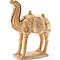A painted pottery figure of a camel, early Tang dynasty (618-906)