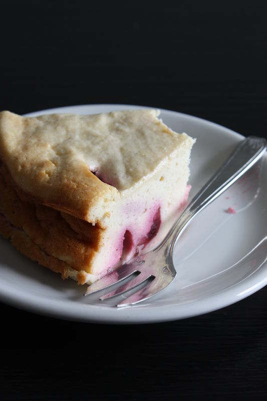 Gateau A La Faisselle De Chevre Et Cerises Noires Autour D Un Plat