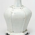 A bevelled and moulded blue and white porcelain bottle, joseon dynasty (19th century) 