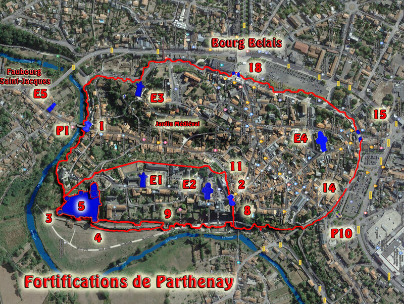 Plan des fortifications et remparts de Parthenay
