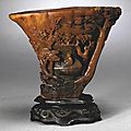 A carved rhinoceros horn libation cup, Qing Dynasty, 17th-18th Century