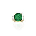 Platinum, 18 karat gold, emerald and diamond ring, bulgari