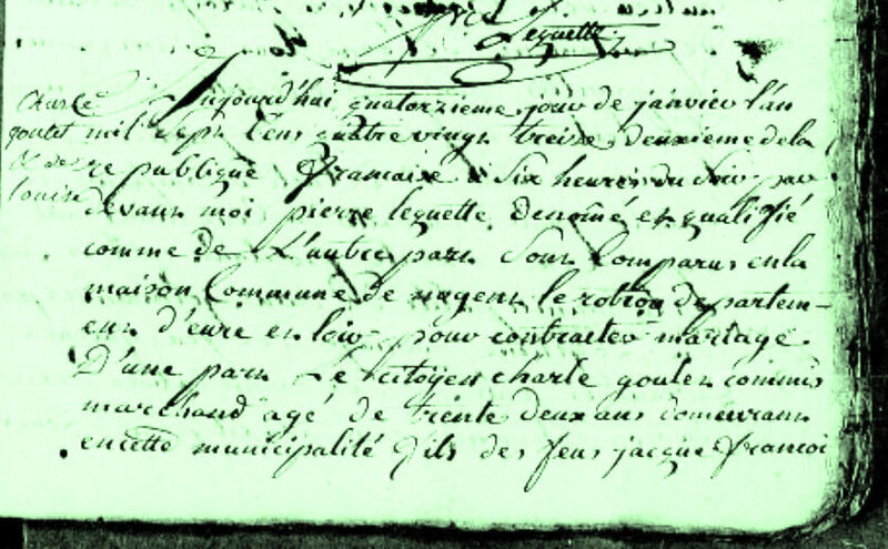 14 janvier 1793 à Nogent : Mariage.