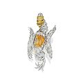 18 karat two-color gold, fire opal, diamond and ruby 'griffin' brooch, buccellati