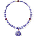 Lavender jadeite 'huaigu', lavender jadeite, ruby and diamond necklace