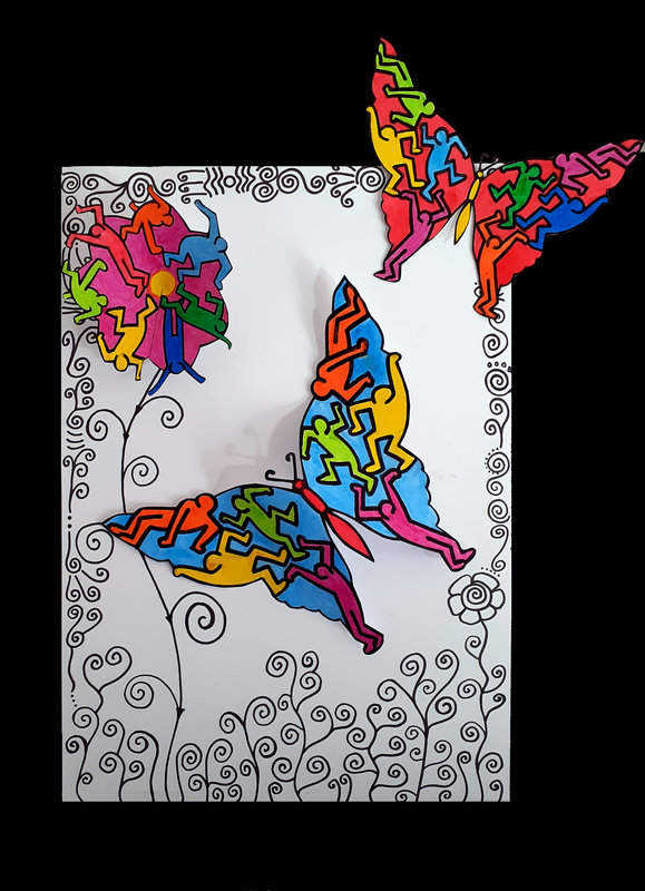 428-Fleurs Printemps-Papillon Keith Haring (35d)