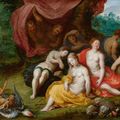Jan brueghel the younger and hendrik van balen. diana and her nymphs watched by satyrs.