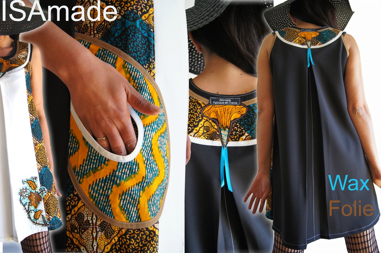 Robe trapèze de style Noire / Wax africain
