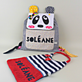 Sac et serviette de cantine pour l'école maternelle personnalisable prénom Soléane