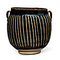 A black-glazed ribbed jar, China, Jin dynasty (1115-1234)