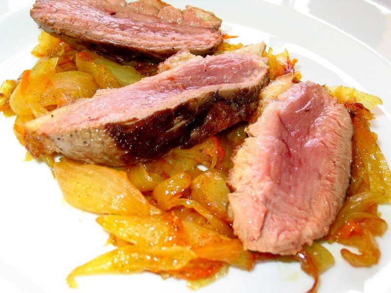 Magret de canard avec échalotes de Tradition confites à l'orange La