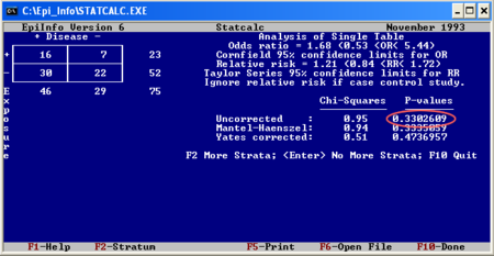 using statcalc in epi info