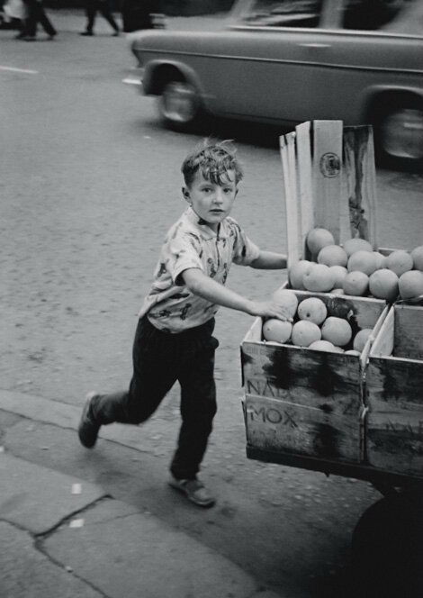 David Peat, Untitled (Boy Pushing Trolley with Fruit), 1968