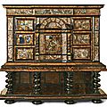 A tortoiseshell, ebony, ebonised and ivory cabinet applied with paintings on glass, neapolitan or spanish, mid 17th century