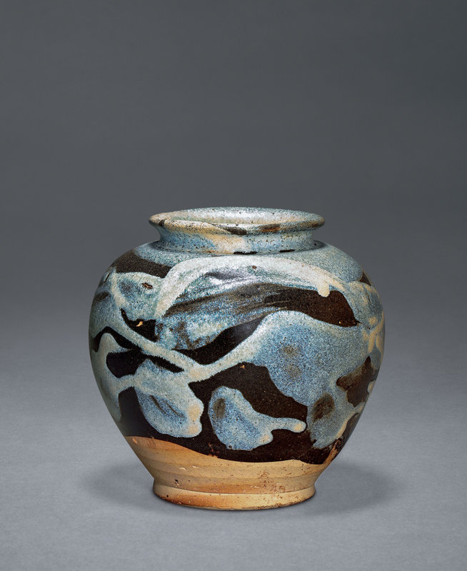 A phosphatic glaze-splashed brown-glazed jar, Tang dynasty (618-907)