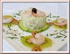 terrine fraîcheur crevettes, pomme granny, avocat terrine fraîcheur crevettes, pomme granny, avocat