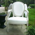 fauteuil médaillon louis XVI-tissu skaï blancCasal