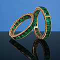 A superb pair of antique colombian emerald bangles, 1900s, india