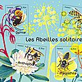 Quatre timbres postaux consacrés aux abeilles solitaires