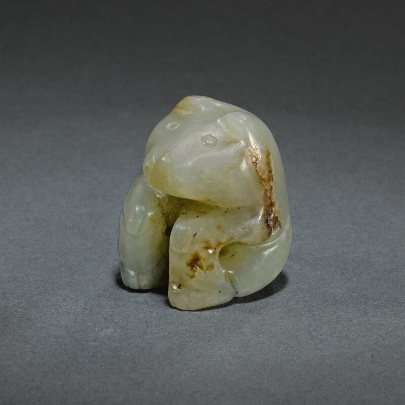 A mottled jade figure of a recumbent horse, Yuan dynasty (1279-1368 ...