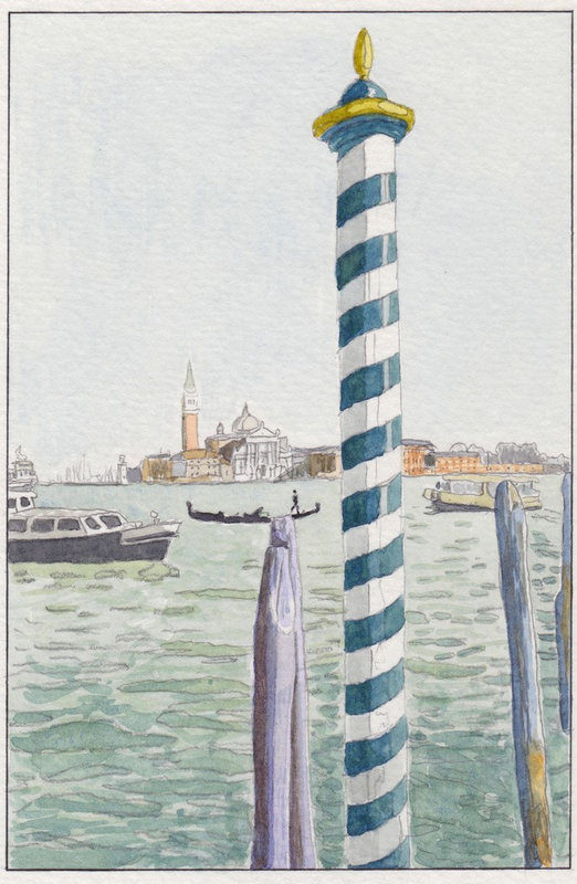 Aquarelles de Venise 01 paline bleue devant san Giorgio (réduite sans bords à 1024)