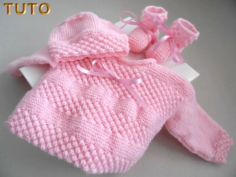 TUTO tricot bébé TROUSSEAU brassière, bonnet, chaussons bb ...