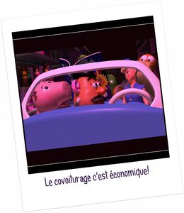 Le covoiturage avis et conseils chez gloewen et scrat - Toy Story en voiture