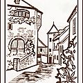 Illustration pour séjour en Corrèze revue Joie de vivre Berratenco - les plus beaux villages de France - Coloriage village