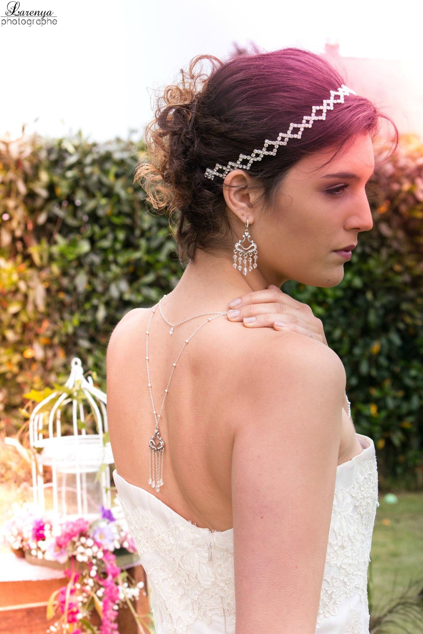 Collier bijou dos et BO LESLY , bijou cheveux SOLANGE