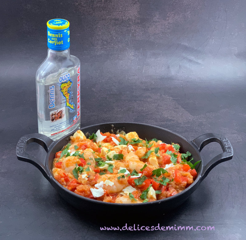 Crevettes Saganaki à la feta