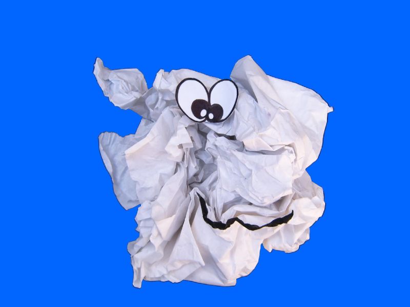 Déchet papier froissé chiffonné - déchets papiers - Recyclage papier Paper waste