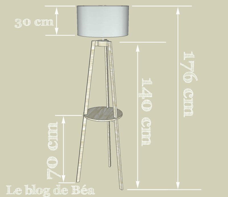 DIY lampadaire tripode avec tablette en bois de palette