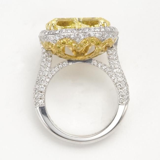 Fancy Intense Yellow Diamond and Diamond Ring, Important Jewels, Jewelry