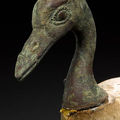An egyptian wood and bronze goose. late period, circa 664-32 b.c.