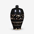 A chinese 'cizhou' black glazed 'sgraffiato' meiping, jin dynasty (1115–1234)