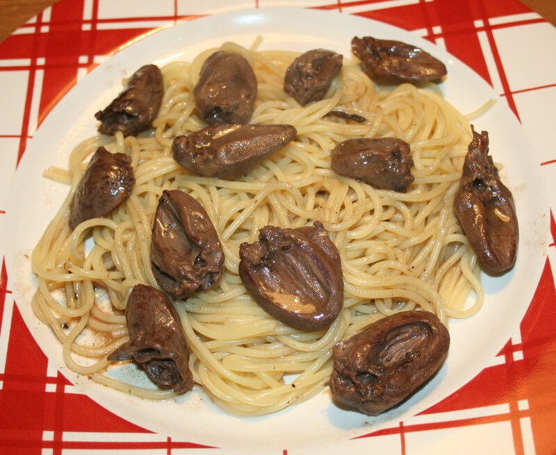 Spaghetti aux cœurs de canard gras amafacon