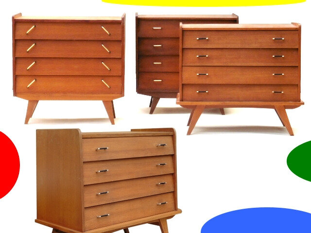 commode vintage 1950-1960 pieds compas
