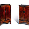 A pair of huanghuali round-corner cabinets (yuanjiaogui), late ming dynasty, 17th century