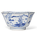 A blue and white square bowl, kangxi period (1662-1722)