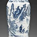 A blue and white tapering cylindrical vase, late ming dynasty, wanli-tianqi period, circa 1620