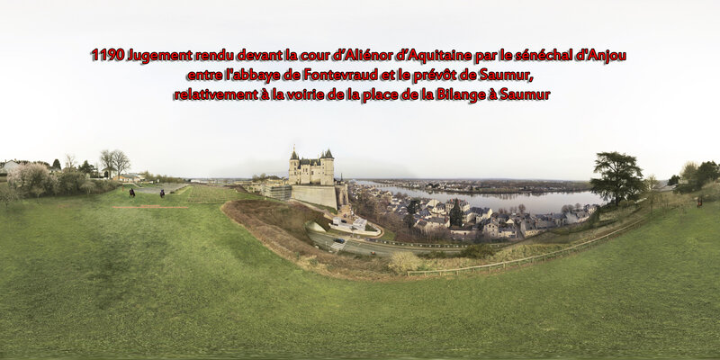 1190 Jugement rendu devant la cour d’Aliénor d’Aquitaine par le sénéchal d'Anjou entre l'abbaye de Fontevraud et le prévôt de Saumur, relativement à la voirie de la place de la Bilange à Saumur