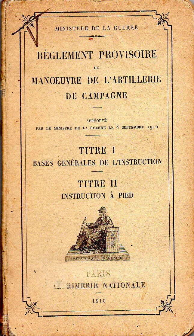 Règlement provisoire de manoeuvre de l'artillerie de campagne (couv.)