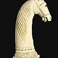 A mughal gem-set ivory horse-head hilt, india, 17th century
