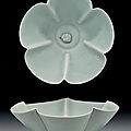 A rare Yaozhou celadon flower-shaped bowl, Five Dynasties, 10th-11th century 